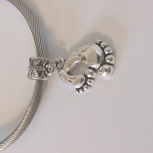 Silver Baby Feet Dangle‎ Charm for Pandora Style Bracelet